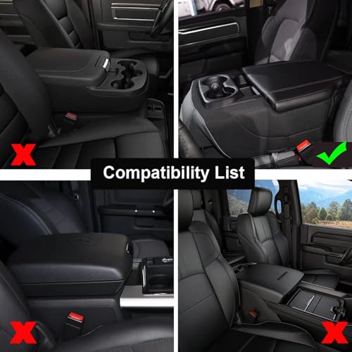 Custom Fit Center Console Cover for Dodge RAM 1500 (PVC Leather-Black / for Jump Seat 2019-2026 Ram 1500)