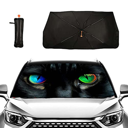 Cat Eyes Car Windshield Sun Shade Umbrella Sun Visor Windshield Shade Sunshades Vehicle Cover for Most Vehicles Foldable Car Umbrella Sunshade Sun Visor Protector Cover (One Size / Cat Eyes)