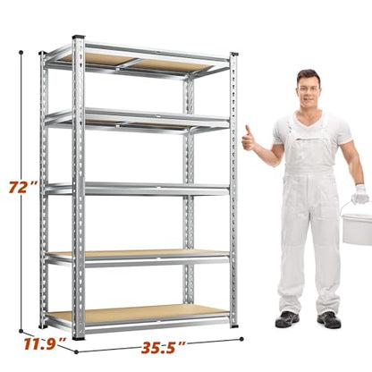 5 Tier Garage Shelving for Pantry Garage (Silver)