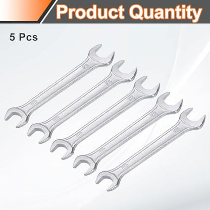 5pcs Double Open End Wrench 11mm x 13mm Metric 15 Degree Offset Angle Small Flat Head Wrench Galvanizing Open Ended Spanner for Automotive Repair Furniture Assembly (11mm x 13mm)