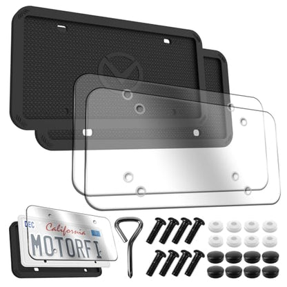 Black Silicone License Plate Frames 2 Pack (License Plate Frames with Covers)