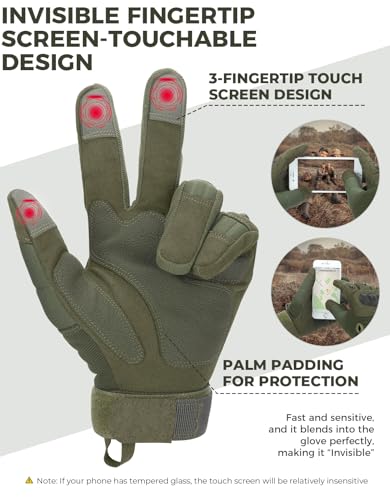 Tactical Gloves for Men (Green, Microfiber Protection / Large)