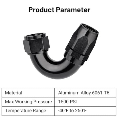 12AN 150 Degree One Piece Full Flow Hose End Fitting Swivel for CPE Braided Hose (12AN / 150 Degree)