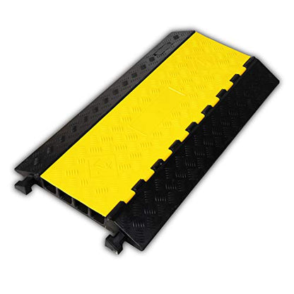 1 Pack Rubber Cable Ramp Hose Cable Protector Ramp 4 Channel 22000Lbs Load Capacity Traffic Speed Bump Wires Power Lines Extension Cord Cover for Indoor Outdoor (22000lbs-4channel-1pack)