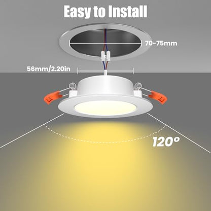 2 Pack RV Recessed LED Ceiling Lights 12V 3” (3000K 2-Pack)