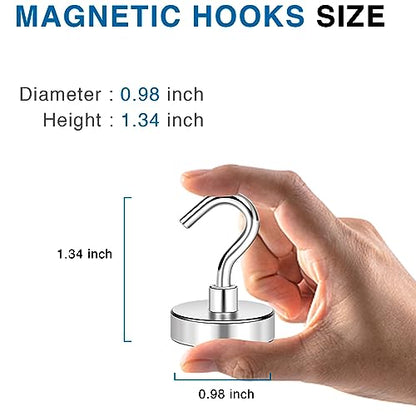 Magnetic Hooks for Cruise Cabins 85LBS Heavy Duty Magnet Hook 12P (Silver / 0.98in)