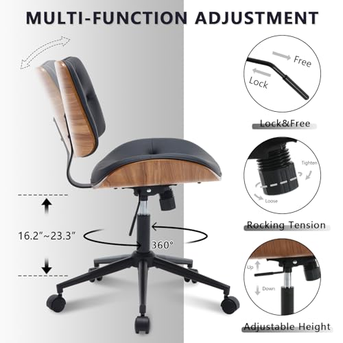 Armless Home Office Chair in Button Style (Black / Button Style)