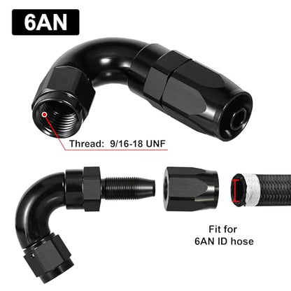 6AN 120 Degree One Piece Full Flow Hose End Fitting Swivel for CPE Braided Hose (6AN / 120 Degree)