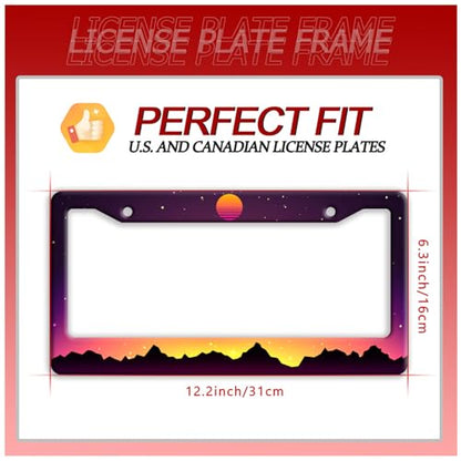 Mountains Sunset Stainless Steel License Plate Frame for US Cars Decor (Mountain Sunset)