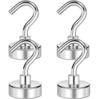 Magnetic Hooks for Cruise Cabins 30LBS Heavy Duty Magnet Hook 4 P (Silver / 0.63in)