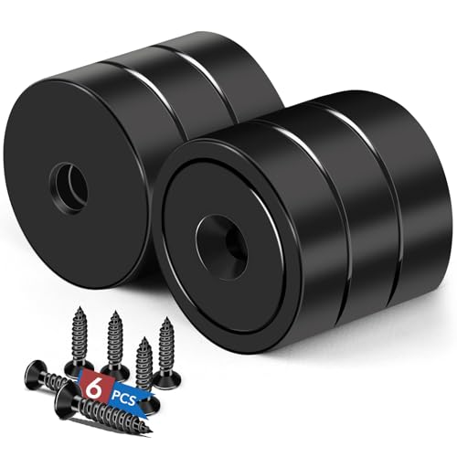 Strong Magnets Heavy Duty Screw On Neodymium 20LBS Magnet 6 Pack (Black / 0.63in)