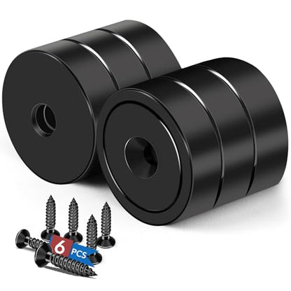 Strong Magnets Heavy Duty Screw On Neodymium 20LBS Magnet 6 Pack (Black / 0.63in)
