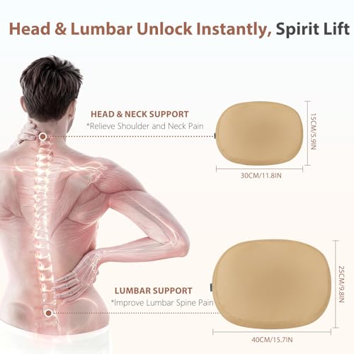 Car Headrest and Lumbar Support Pillow for Car Office Chair (Brown / 2 Pieces)