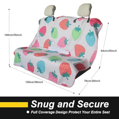 Back Seat Cover for Car Trucks Van SUV Jeep (Rear Bench Seat Towel / Strawberry)