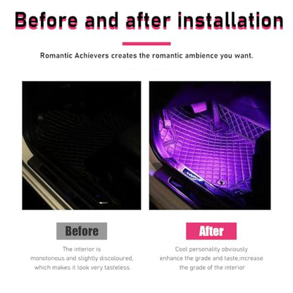 Car LED Strip Light (Pink Purple / 24 LED, Cigarette Adapter)