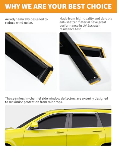 Window Visors Rain Guards for Jeep Grand Cherokee (Fit for 2011-2021 Jeep Grand Cherokee)