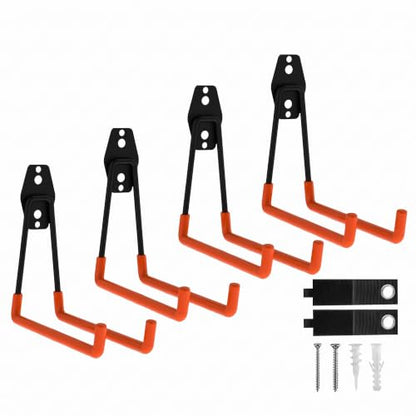 Garage Hooks 4 Pack Large Square Wall Hooks for Hanging Heavy Duty Ladders (Orange / Large Square-4pcs)