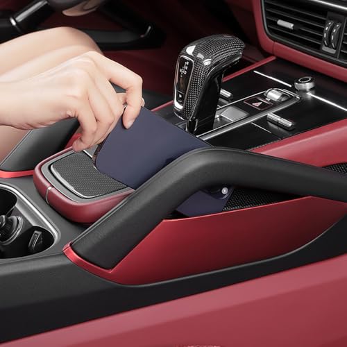 Center Console Armrest Side Storage Box for Porsche Cayenne (Red)