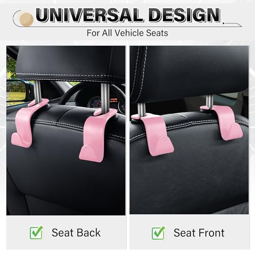4 Pack Car Seat Headrest Hooks (4pc / Pink)