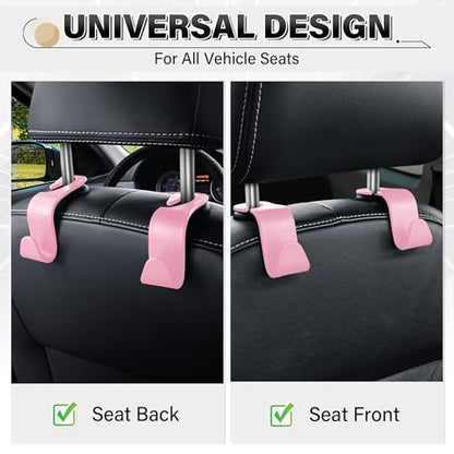 4 Pack Car Seat Headrest Hooks (4pc / Pink)