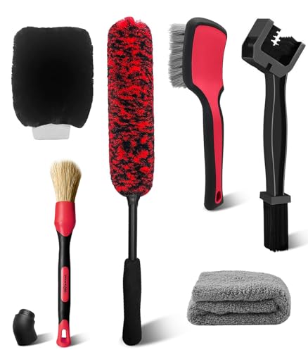 6PCS Motorcycle Cleaning Kit (6 Pack / Black&Red)