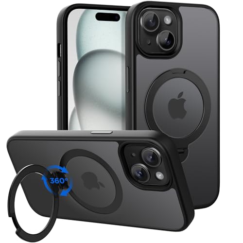 Magnetic Case for iPhone 15 with Stand (6.1" (for iPhone 15) / Matte Black)