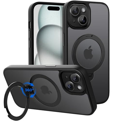 Magnetic Case for iPhone 15 with Stand (6.1" (for iPhone 15) / Matte Black)