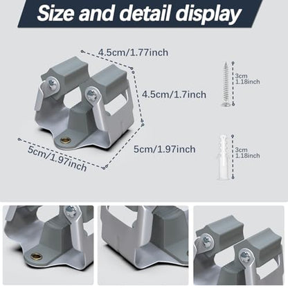 12 Pack Mop and Broom Holder Big Size Hanging 1 KG Extra (12 / Matte Grey)