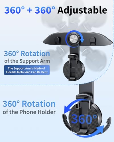 1 Pack Car Seat Hooks & Phone Mount for Tesla Model Y (Metallic Black)