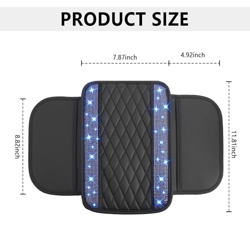 Upgraded Car Center Console Cover with Rhinestones (Upgraded Diamond - Bling Blue)