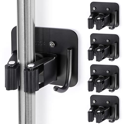 Stainless Steel Broom Holder (Black)