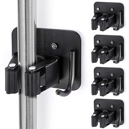 Stainless Steel Broom Holder (Black)