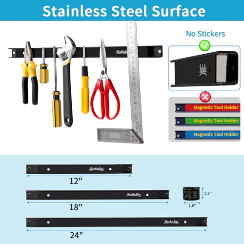 6 Pieces 18" Magnetic Tool Holder Strip (Black 6PC / 18")