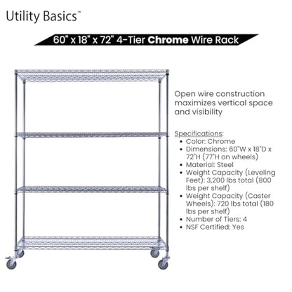 NSF Commercial 4 (60"18"x72" 4-Tier / Chrome)