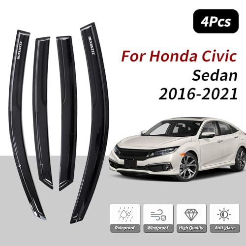 Outside Mount Window Visors Rain Guards for Honda Civic 4Dr Sedan 2016 (2016-2021)
