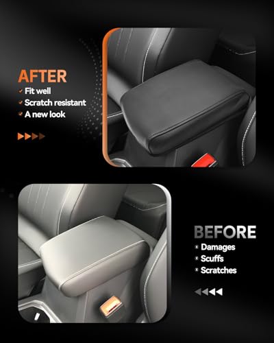 for 2022 2023 2024 2025 2026 Volkswagen Taos Center Console Cover Armrest Cover for Taos Accessories Middle Console Arm Rest Protector (Taos Thin Black Leather)