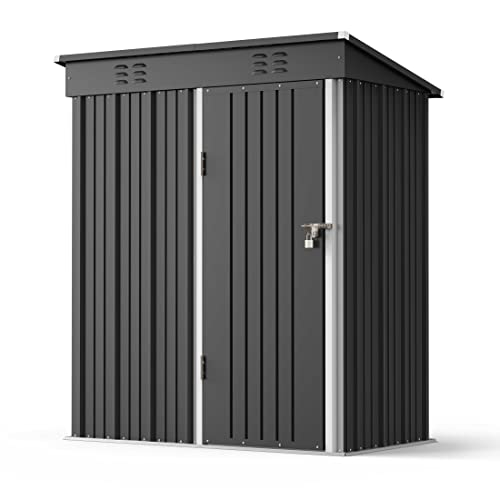 5x3 FT Outdoor Shed (Dark Gray / 5' x 3' FT/Sloped-roof)