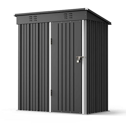 5x3 FT Outdoor Shed (Dark Gray / 5' x 3' FT/Sloped-roof)