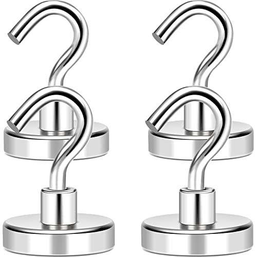 Magnetic Hooks 85Lbs+ Heavy Duty Magnet Hook for Cruise Cabins (Silver / 4Pack-85LB)