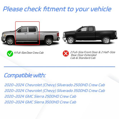 in Channel Rain Guards Fit for 2020 (For 20-25 Silverado 2500/3500 Crew Cab)