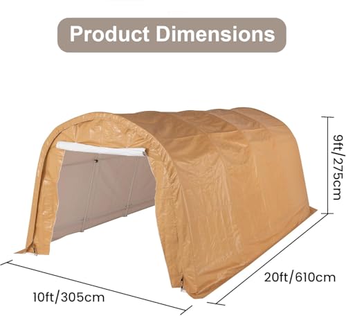 Carport 10x20 FT Heavy Duty Canopy (Brown)