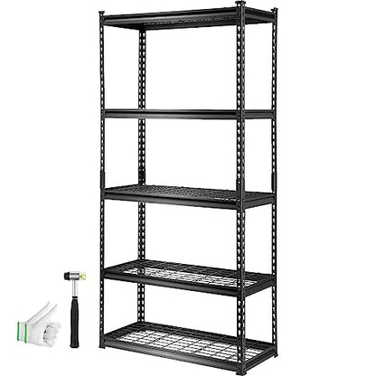 Storage Shelving Unit (Black / 36" L x 16" W x 72" H)