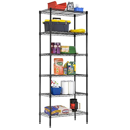 6 Tier Wire Shelf (Black / 13"D x 23"W x 59"H)