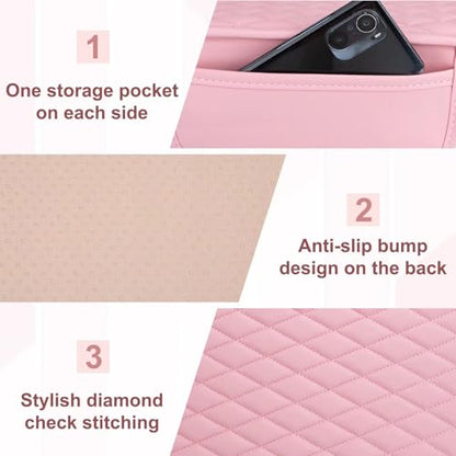Car Center Console Cover with 2 Organizer Pockets Storage Bags (Pink)