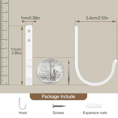 10 Pack 22LB Wall Hooks for Hanging Towel (White / 10 Pack)