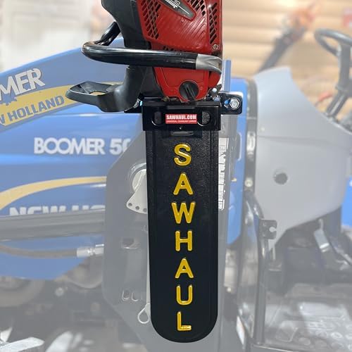 GearHaul SawHaul Fixed Universal Tractor Chainsaw Carrier (Fixed - Tractors / 20 Inch Scabbard / Yellow)