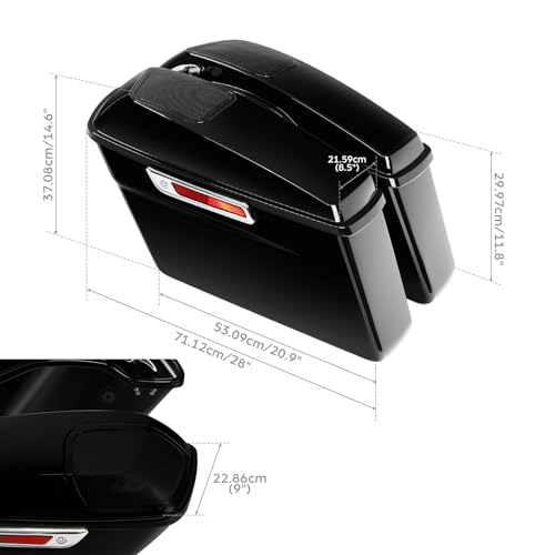 Vivid Black Hard Saddlebags with 6x9 Cut Out Speaker Lids Fit for Harley Touring Road King Street Glide Electra Ultra 2014 (Vivid Black 5# / For 2014-later)