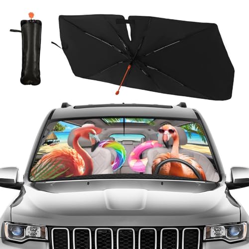 Funny Animal Car Windshield Sun Shade Umbrella (Flamingo-1)
