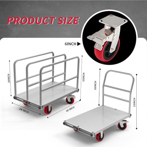 2-in-1 Steel Panel Truck, 2500 lb Drywall Cart, 40 x 24 in (40x24 Inch)