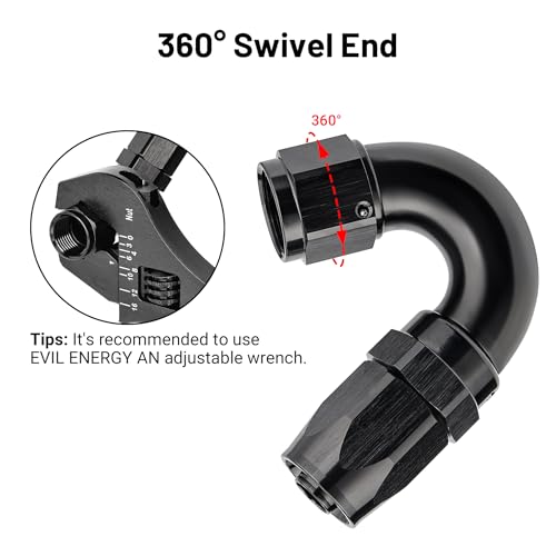 8AN 150 Degree One Piece Full Flow Hose End Fitting Swivel for CPE Braided Hose (8AN / 150 Degree)